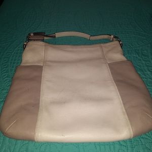 Large Coach bag, cream and tan.
